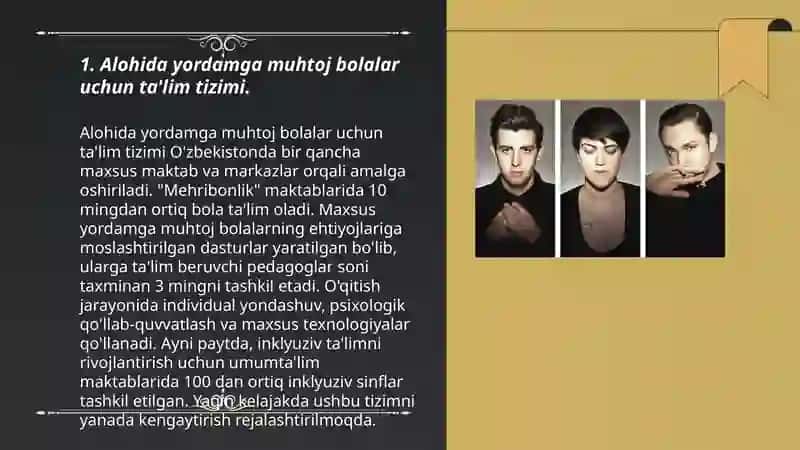 Alohida yordamga muhtoj bolani ehtiyojini va unga ko'rsatilayotgan xizmatlarning bir-birlari bilan taqqoslab, tahlil qilish ko'nikmalarini rivojlantirish 3