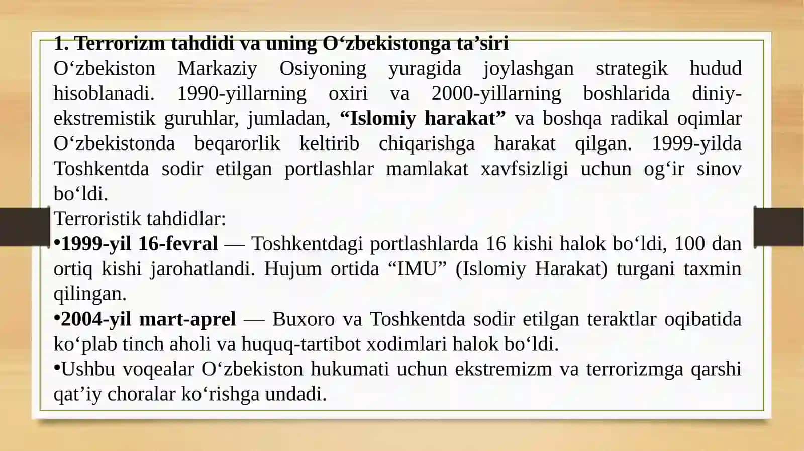 O‘zbekistonning terrorizmga qarshi kurash tajribasi 3