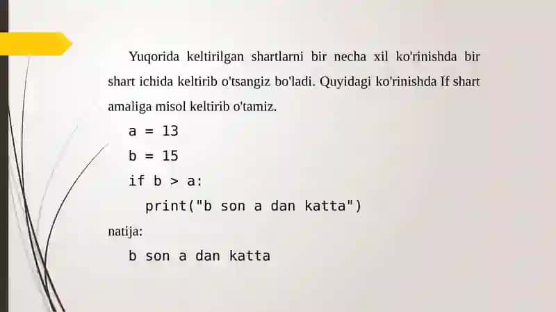 Shart operatorlari. 3