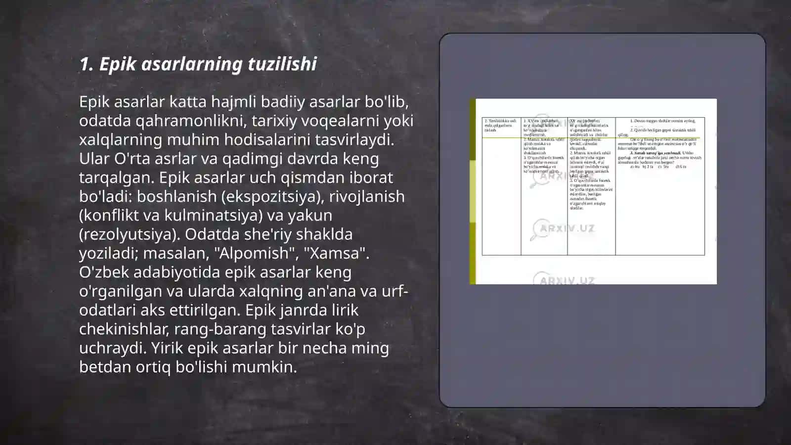 Epik asar kompazitsiyasi lirik va drammatik asarlar kompazitsiyasi 3