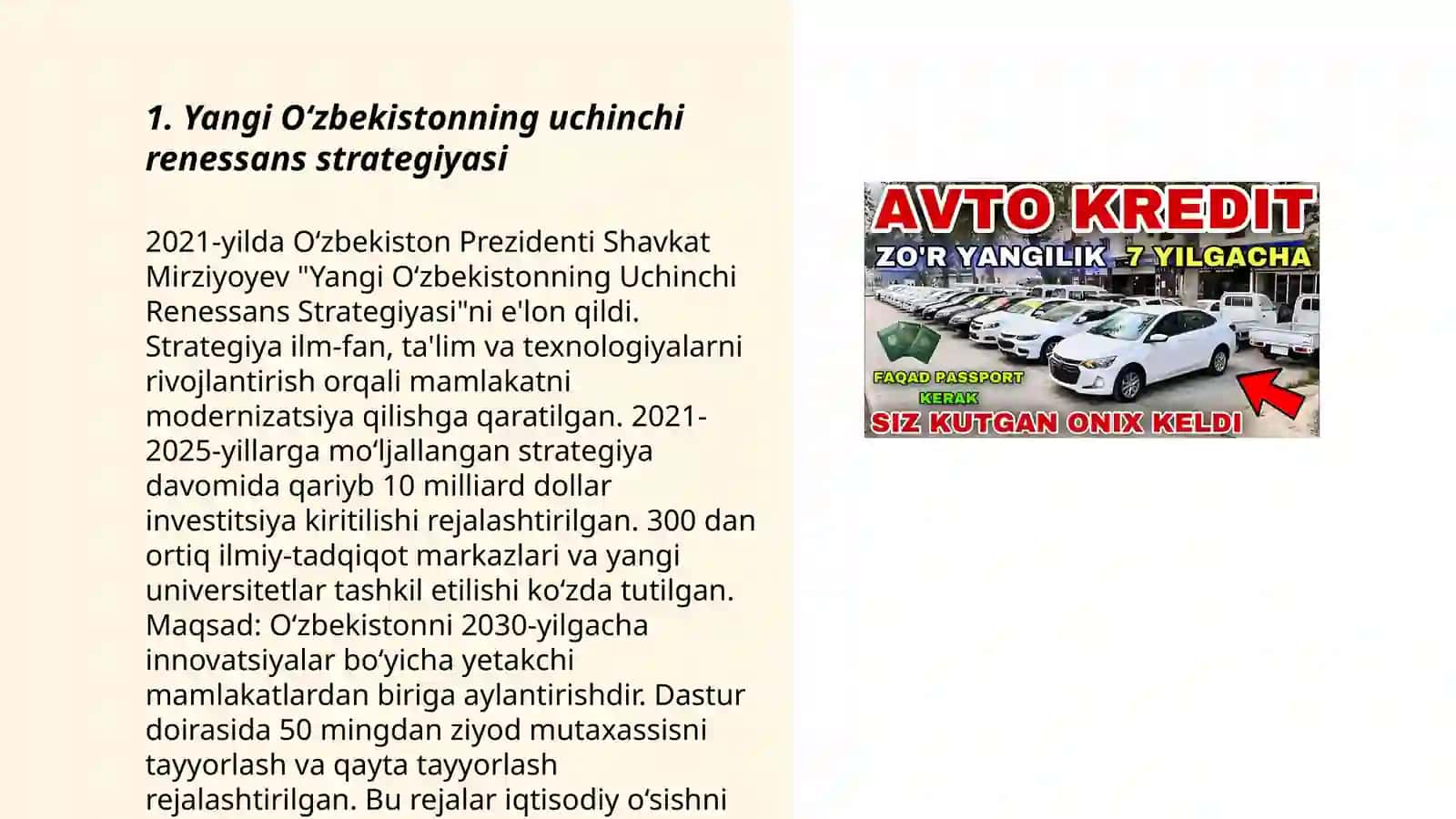 Yangi O‘zbekistonning uchinchi renessans strategiyasi 3