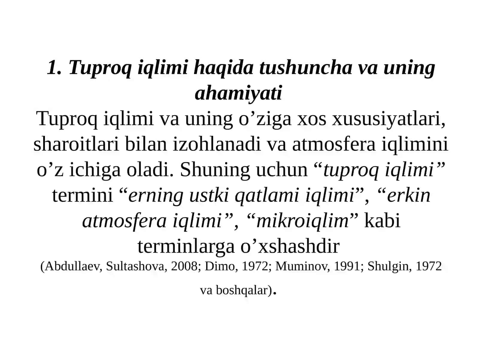 Tuproq iqlimshunosligi fanini o'rganishning ahamiyati 3