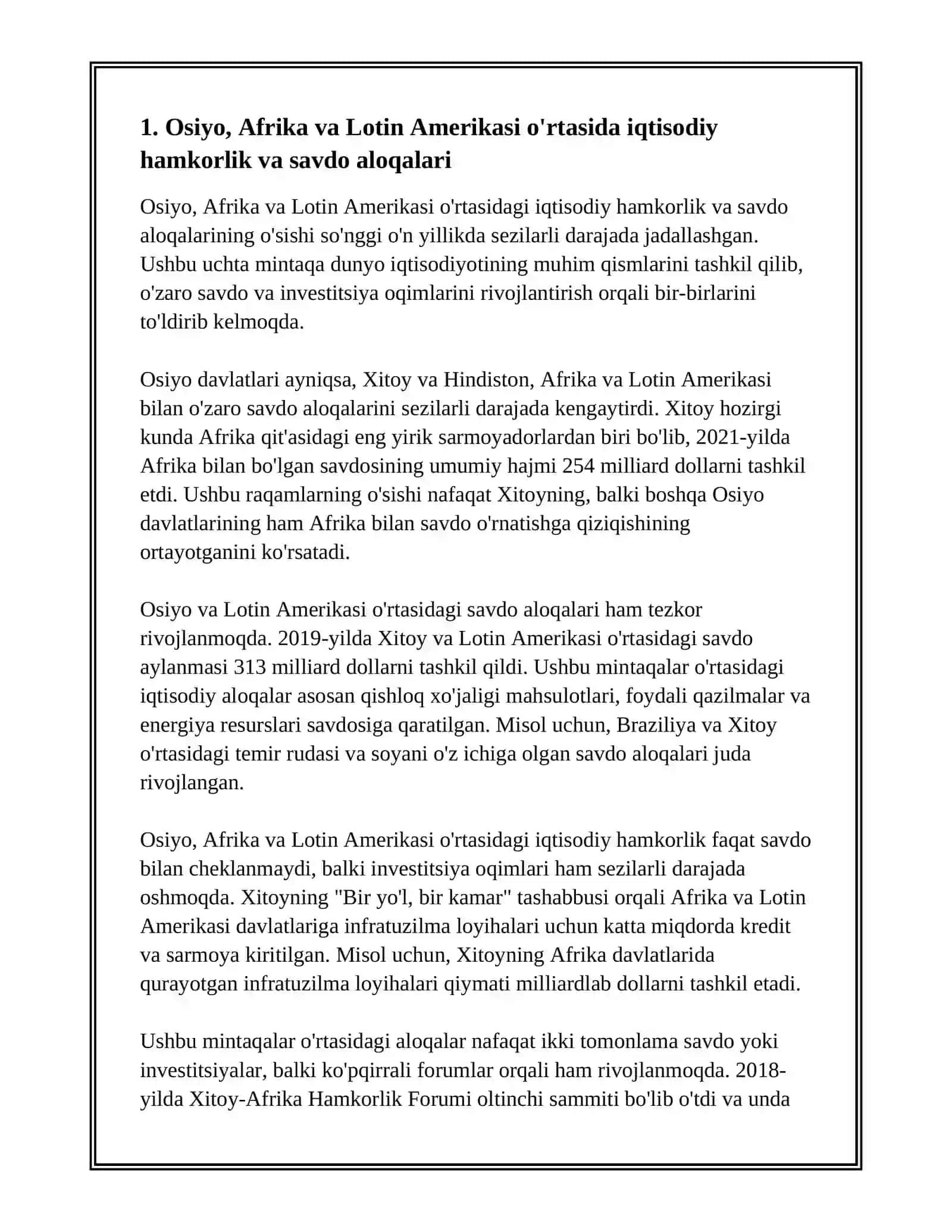 OSIYO, AFRIKA VA LOTIN AMERIKASI 3