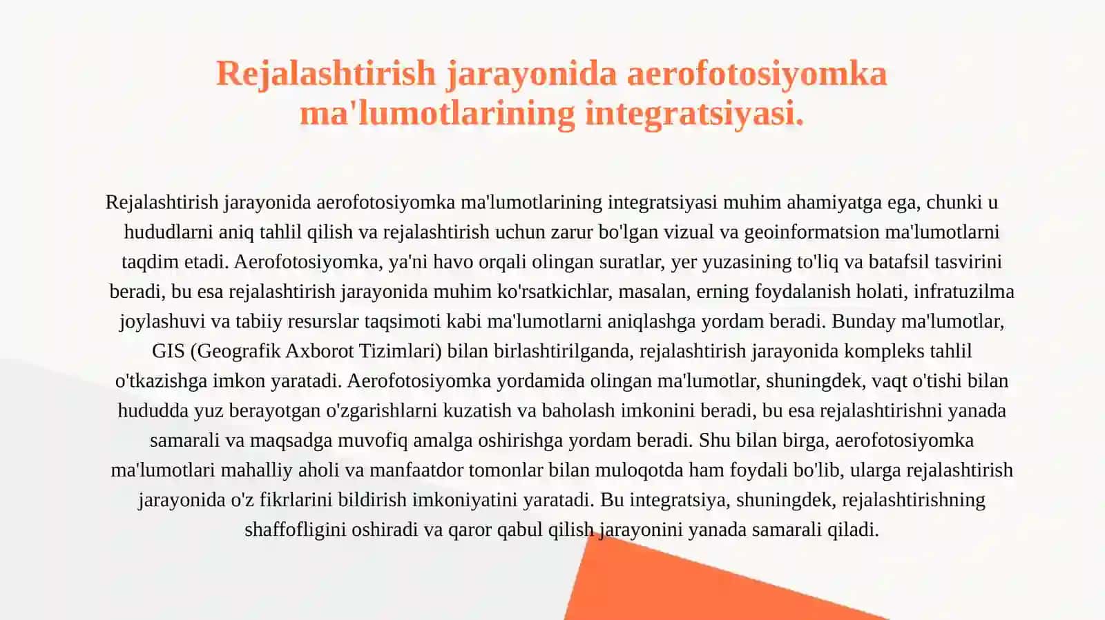 Planlarni to'g'irlashda aerofotosiyomka materiallaridan foydalanish 3