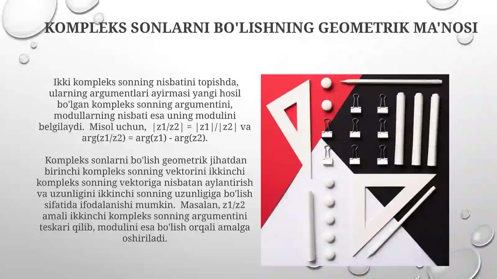 Kompleks sonlarlarning geometrik ma'nosi va trigometrik shakli 3
