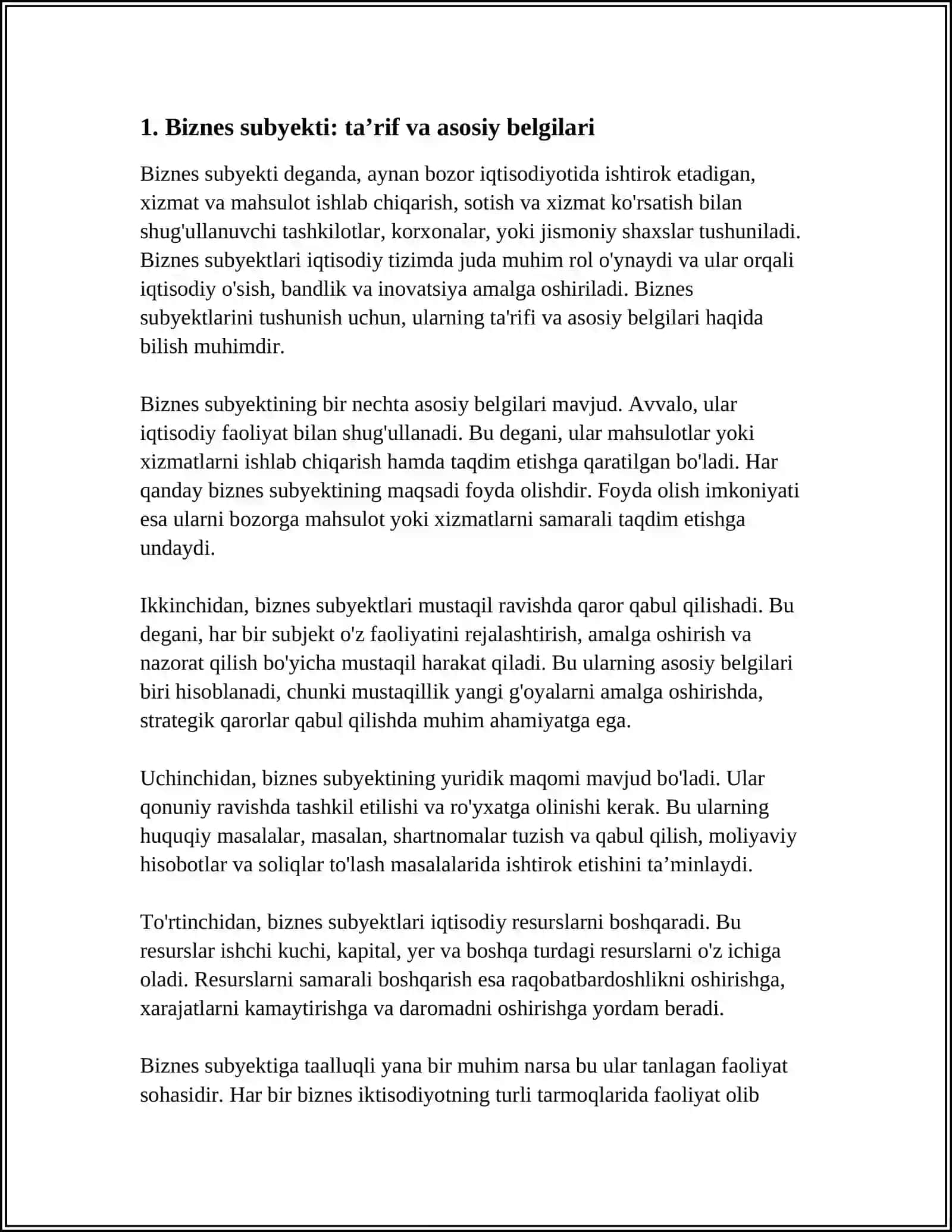 Biznes Subyektlari va Ularning Turlari 3