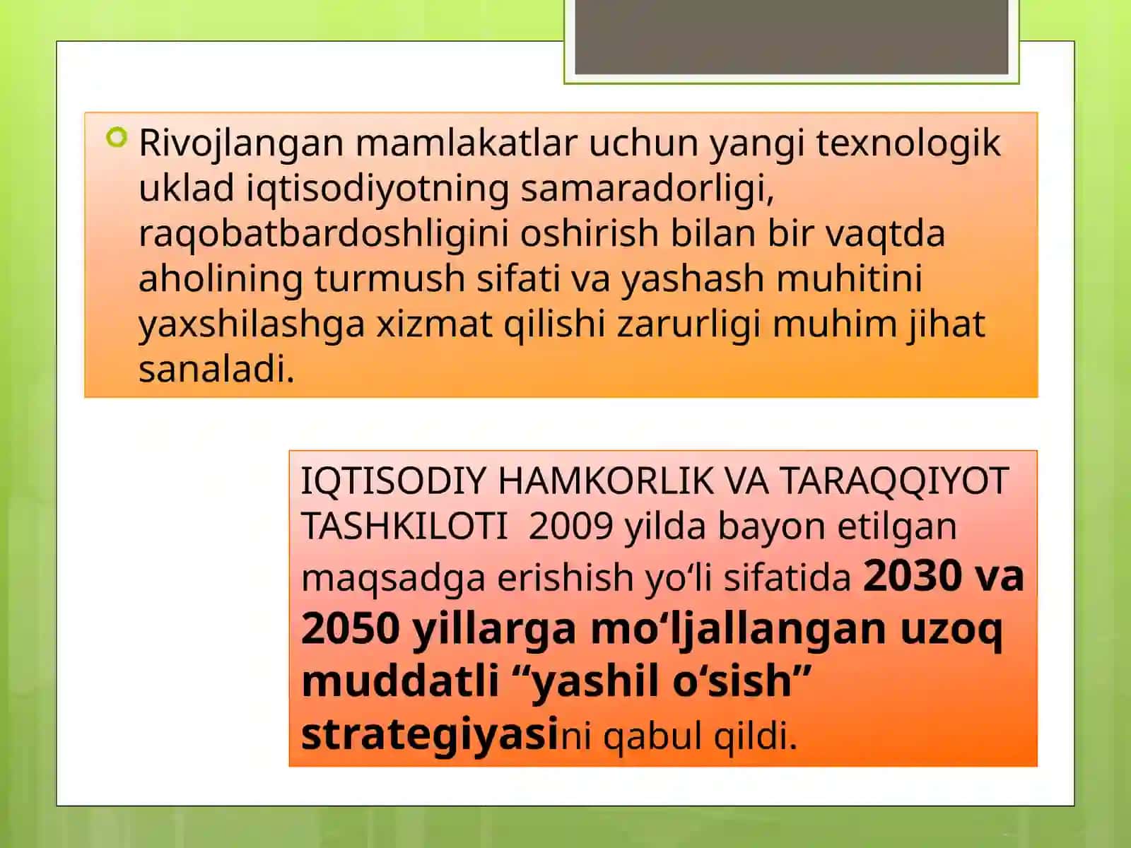 Rivojlangan mamlakatlarda yashil iqtisodiyot 3
