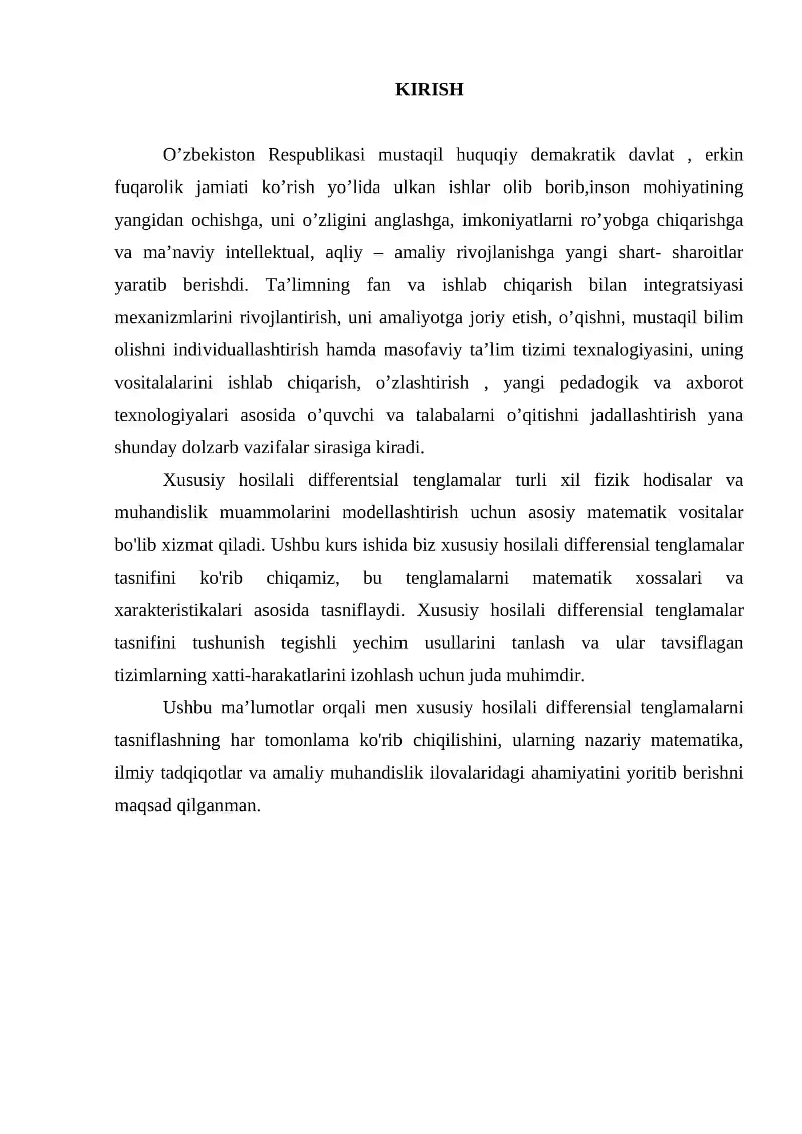 Tor tebranish tenglamasi uchun aralash masalalarni Furye usuli bilan yechish 3