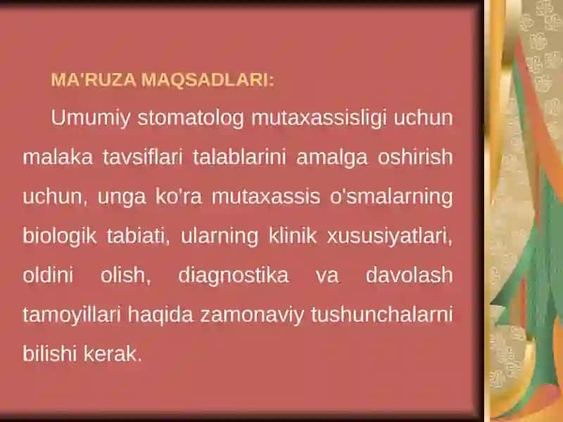 ODONTOGEN SHISHILAR VAJAGLARNING EPITELIAL KİSTLARI 3