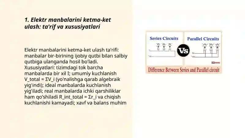 Elektr manbalari parallel va ketma-ket ulash 3