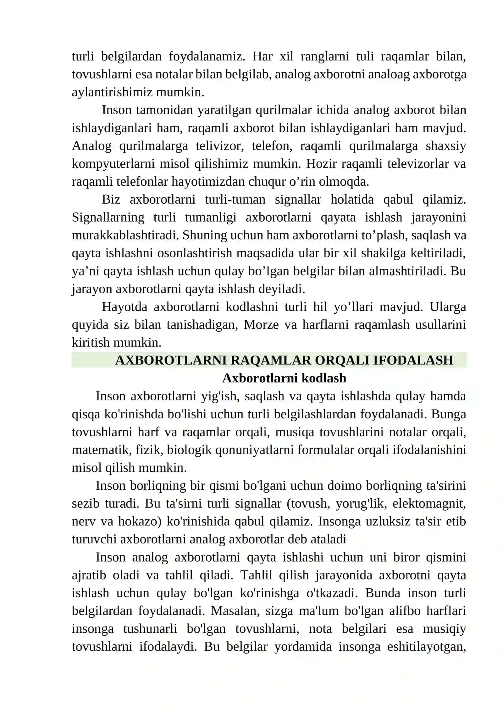 AXBOROTLARNI KODLASH VA DEKODLASH. TURLI SANOQ SISTEMALARDA AMALLAR BAJARISH 3