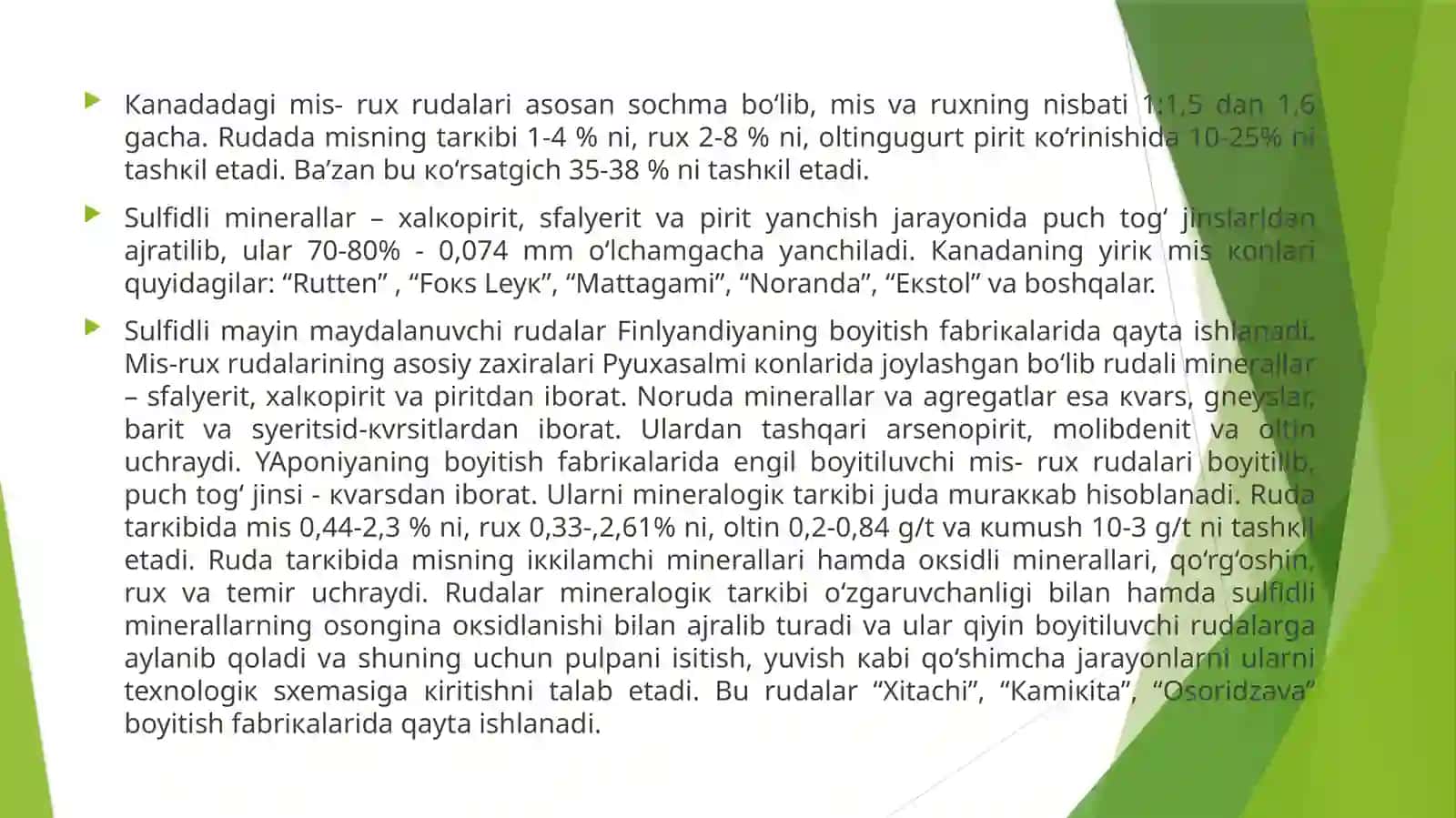 Monometal rudalarni flotatsion sxemasi. Ruxli rudalarni flotatsion sxemasi 3