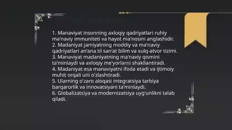 Manaviyat va Madaniyat Rivojlanishi 3