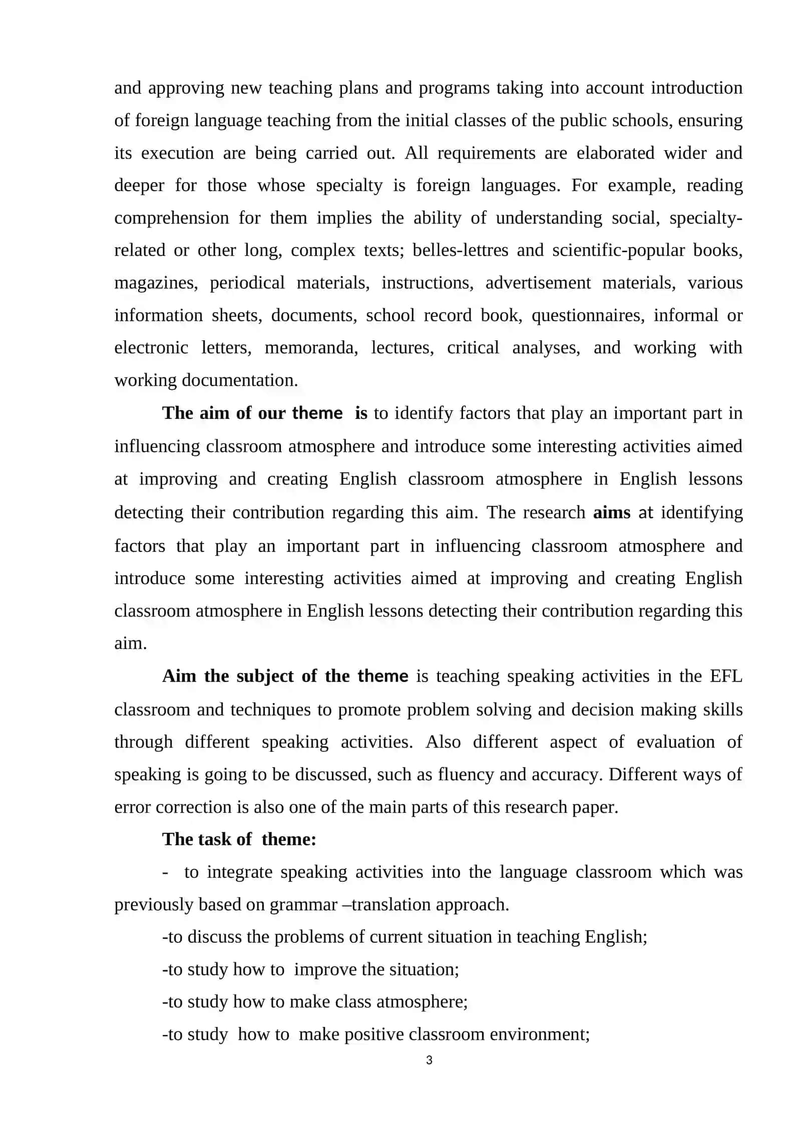 WORKING STRATEGY WITH PUPILS AND CREATING ENGLISH ENVIRONMENT AT CLASSROOM 3