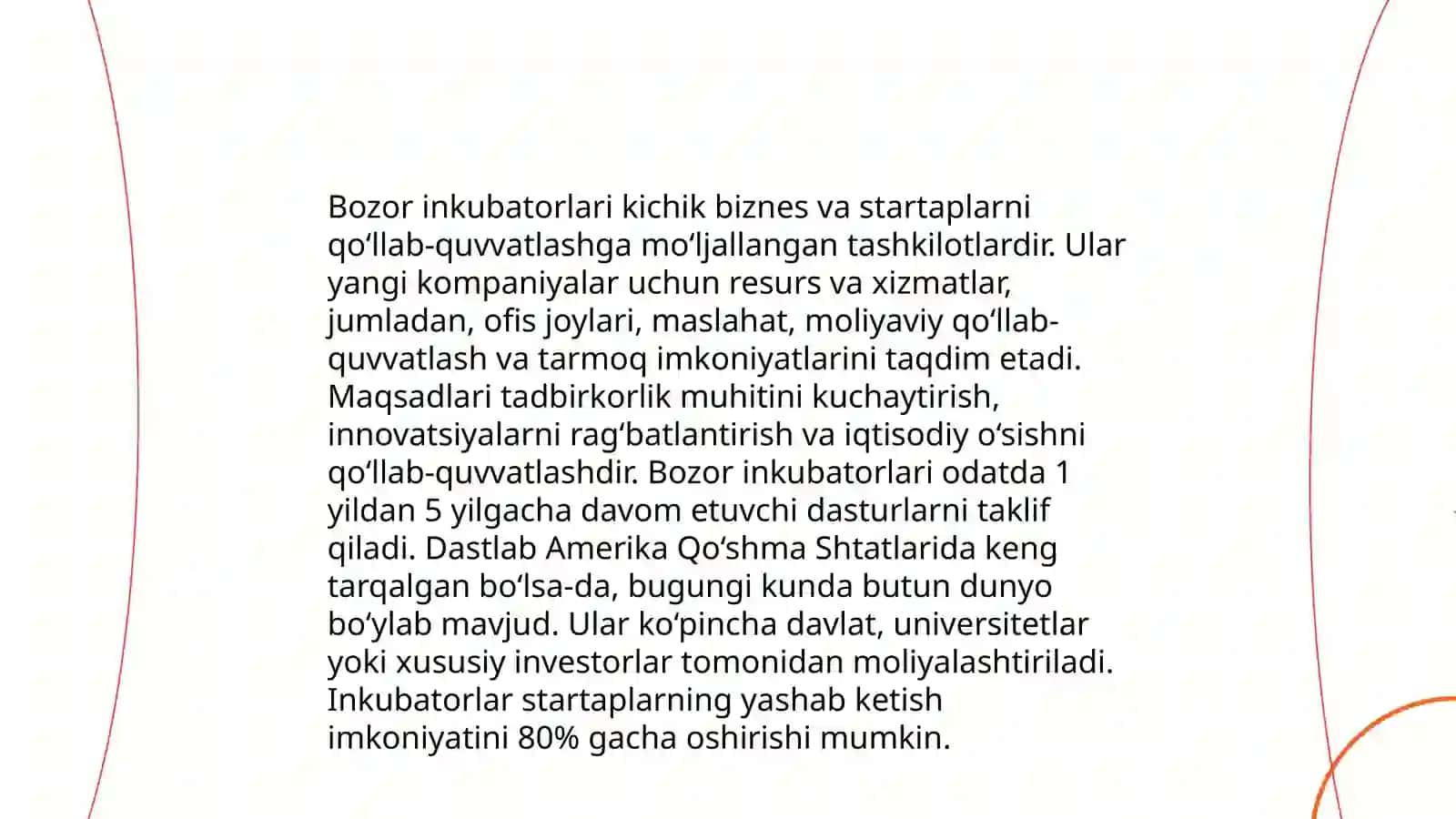 Bozor inkubatorlari va ularni innovatsion infratuzilmalarini rivojlantirishdagi ahamiyati 3