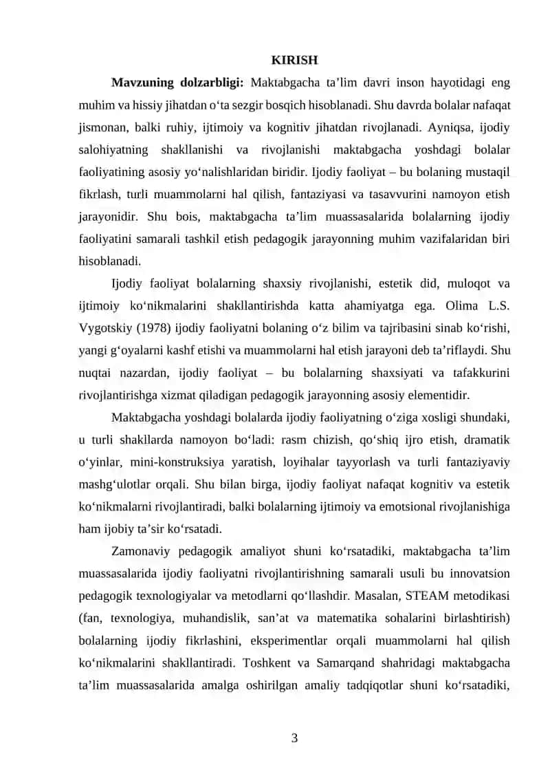 Maktabgacha ta'limda bolalarni ijodiy faoliyatini tashkil qilish texnologiyasi 3