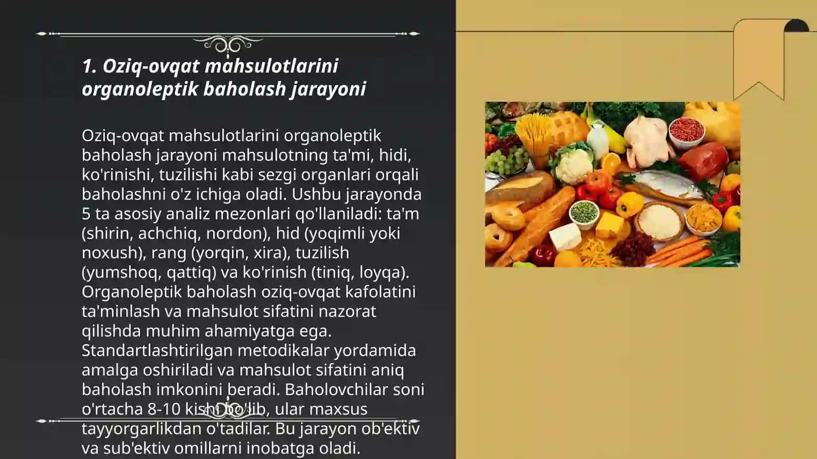 Oziq ovqat mahsulotlarini orgonoleptik tahlil etish 3