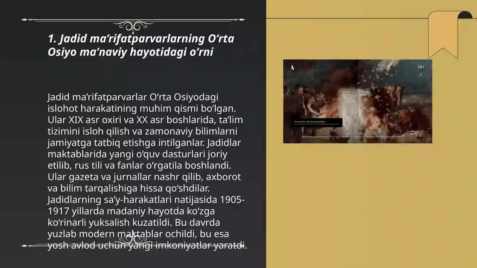 Jadid ma’rifatparvarlarning oʻlka ijtimoiy-ma’naviy hayotida tutgan oʻrni 3