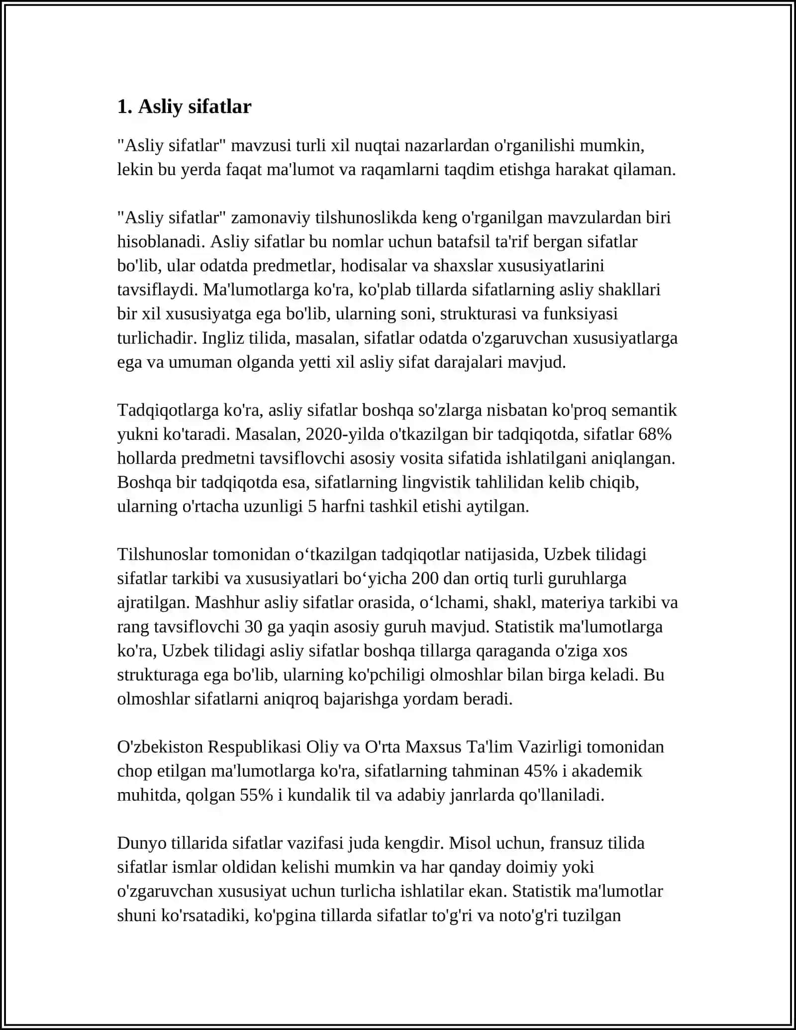 SIFAT SOʼZ TURKUMI SIFAT DARAJALAR ASLIY VA NISBIY SIFAT QOʼSHMA VA JUFT SIFATLAR 3