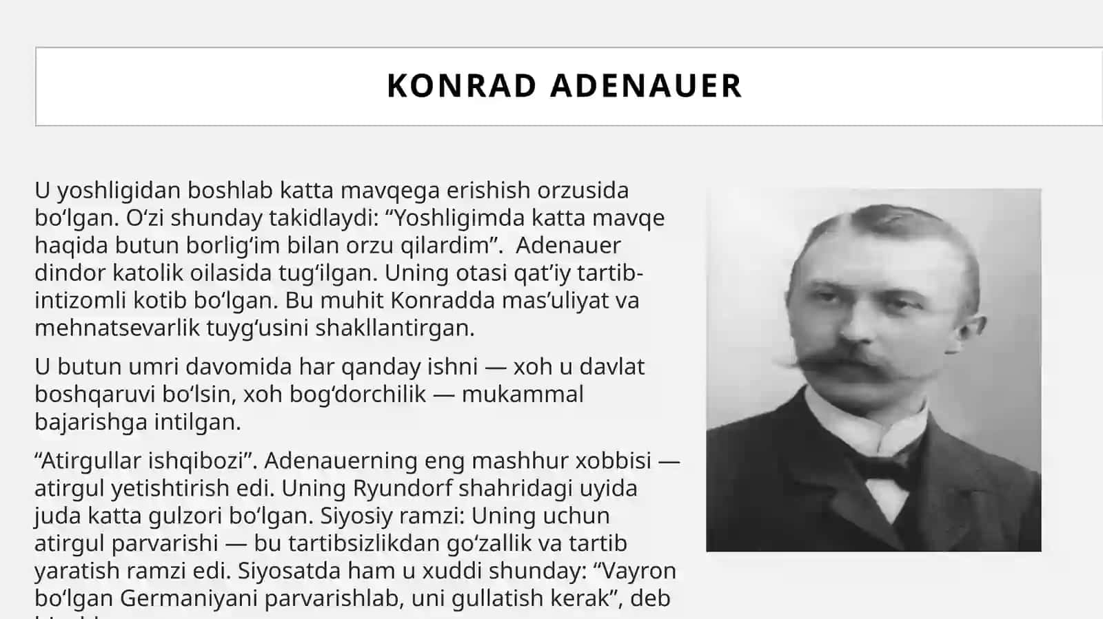 Konrad  Adenauerning  Siyosiy lider sifatida uning tarixda tutgan oʻrni 3
