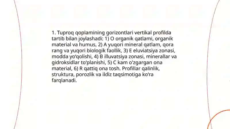 Tuproq qoplamining tuzilishi 3