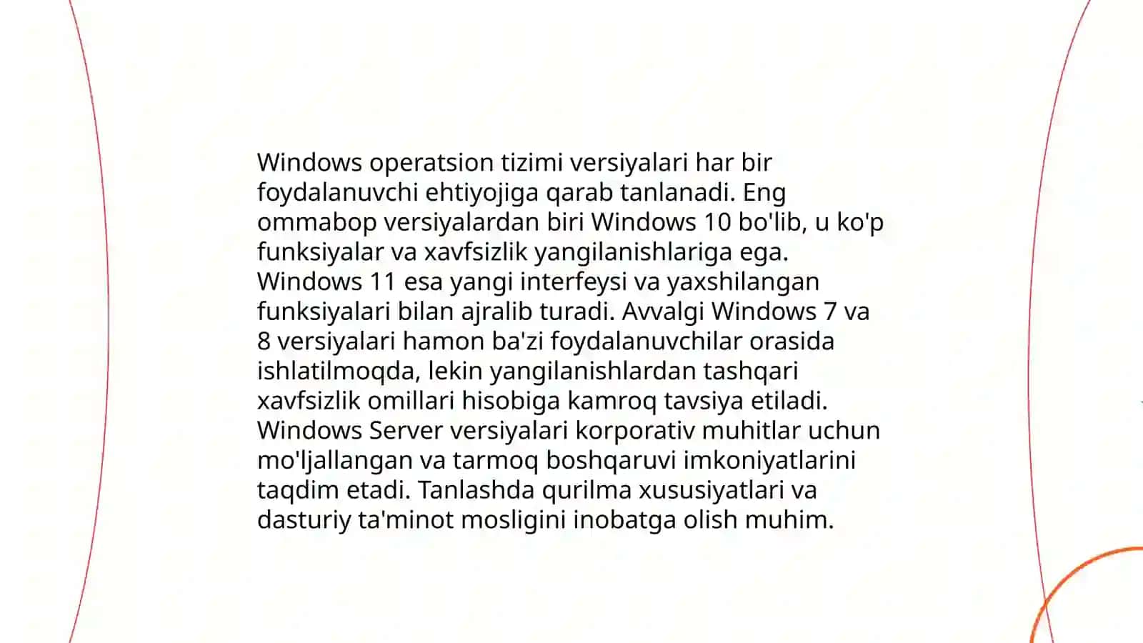 Windows OS oʻrnatish va konfiguratsiyasi 3