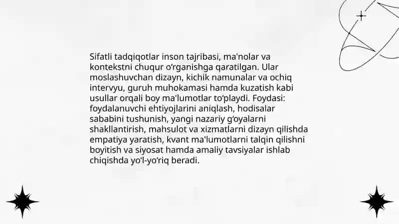 Sifatli tadqiqotlar va tadqiqot rejalashtirish 3