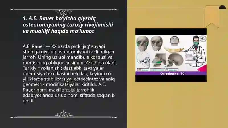 Patki jagʻ suyagi shohini A.E.Rauer boʻyicha qiyshiq osteotomiyasi 3