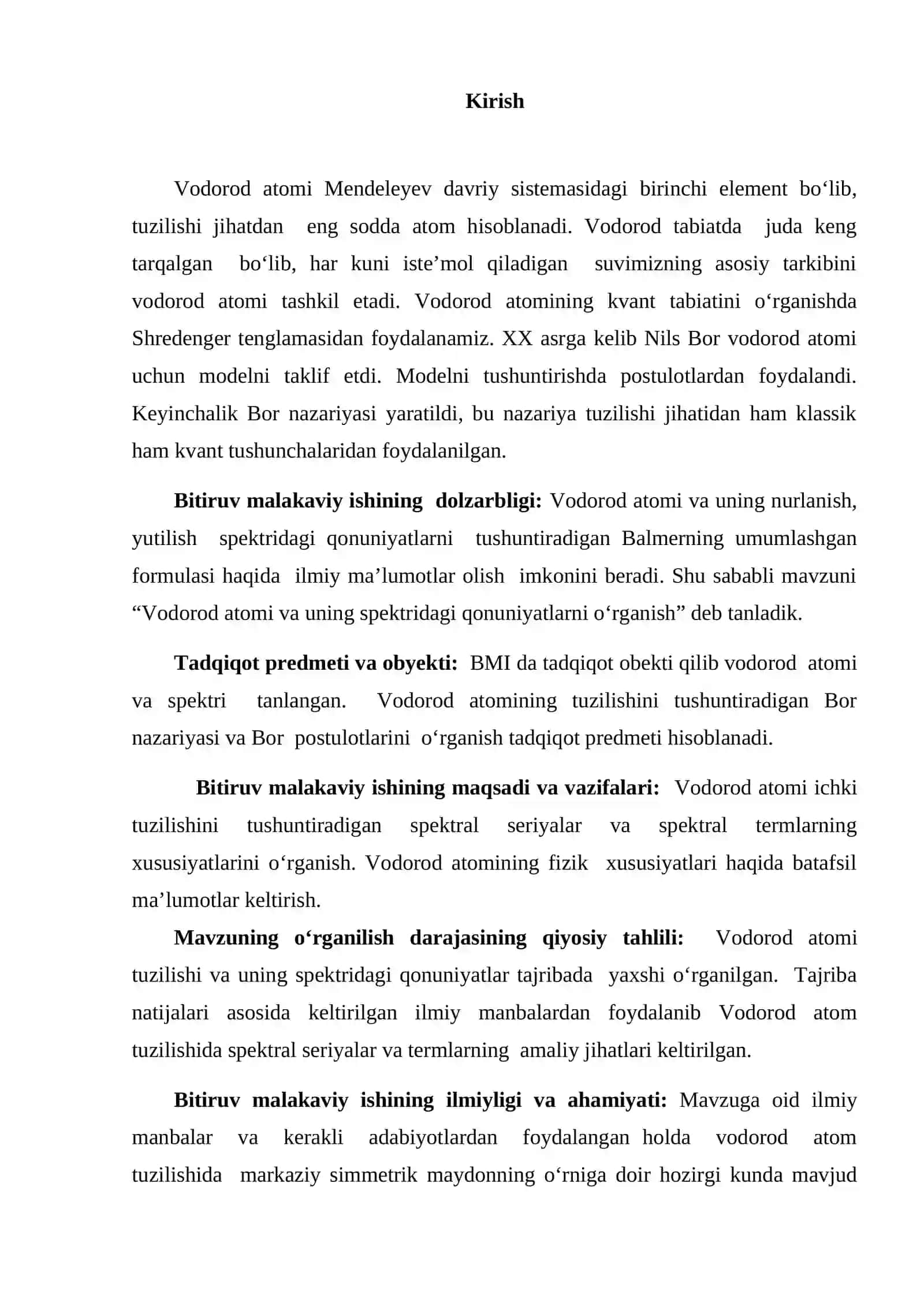 Vodorod atomi va uning spektridagi qonuniyatlarni o‘rganish 3