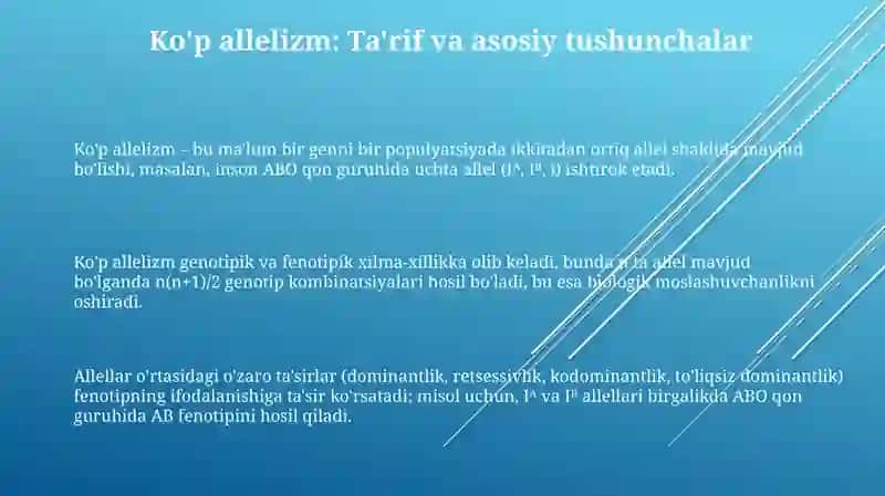 Monoduragay chatishtrish Allel bolgan genlarning tasiri ko’pallellik 3