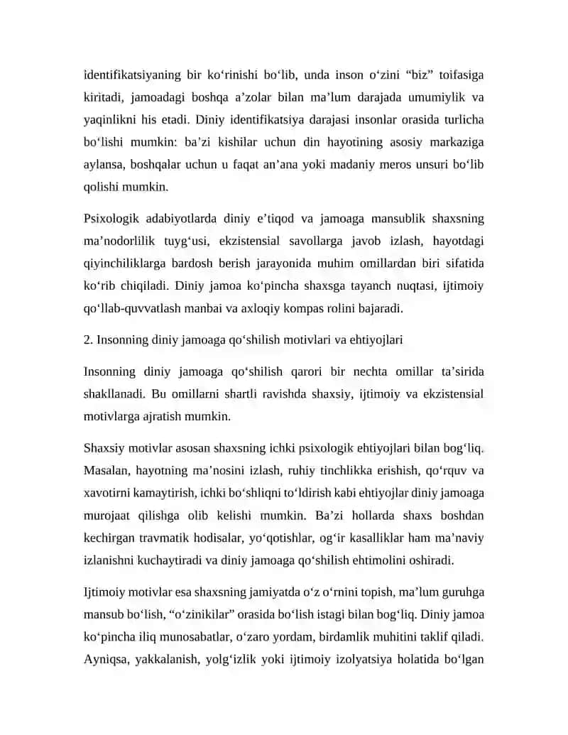 INSONNING DINIY JAMOAGA QO‘SHILISHI VA UNING PSIXOLOGIK TOMONLARI 3
