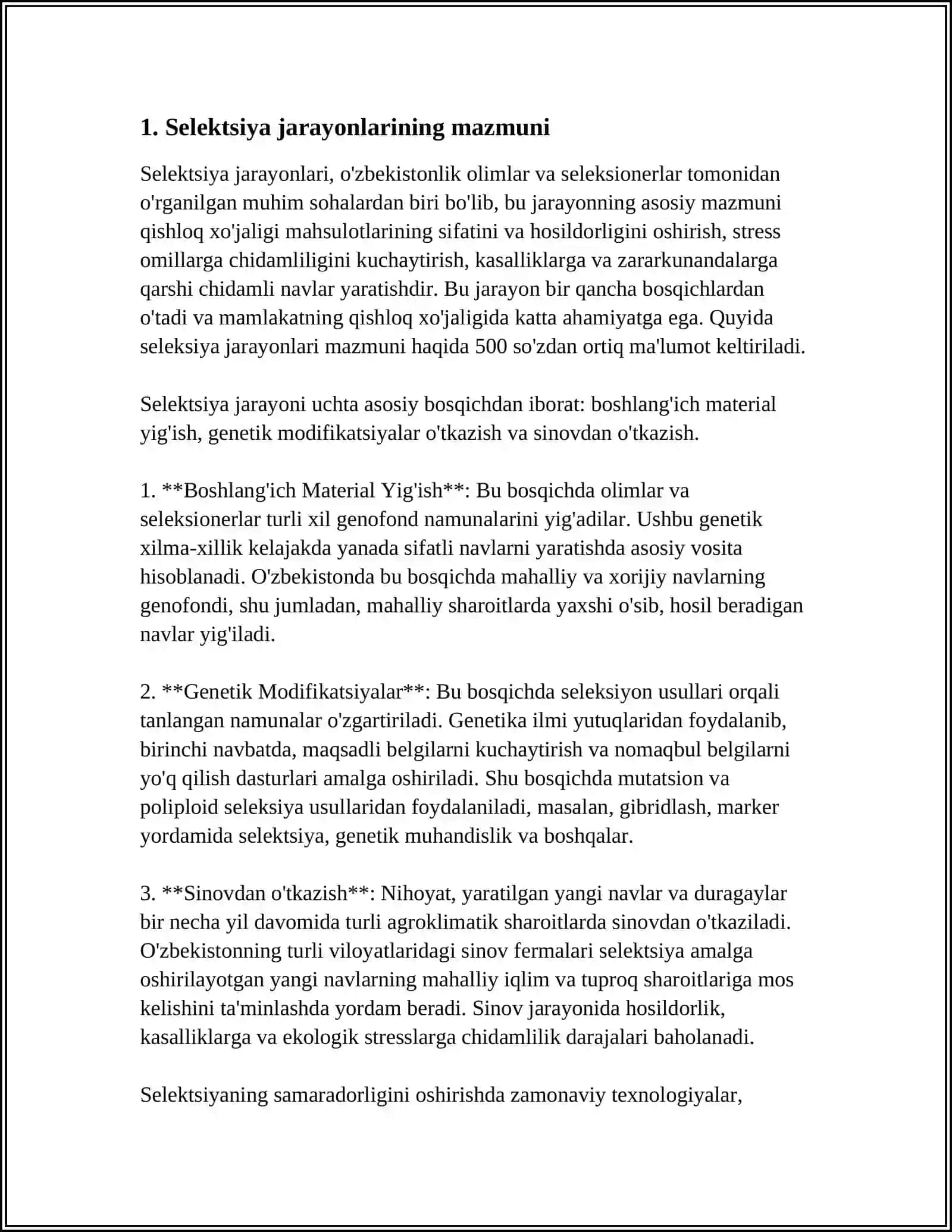 SELEKSIYA JARAYONLARINING MOHIYATI VA BOSQICHLARI 3
