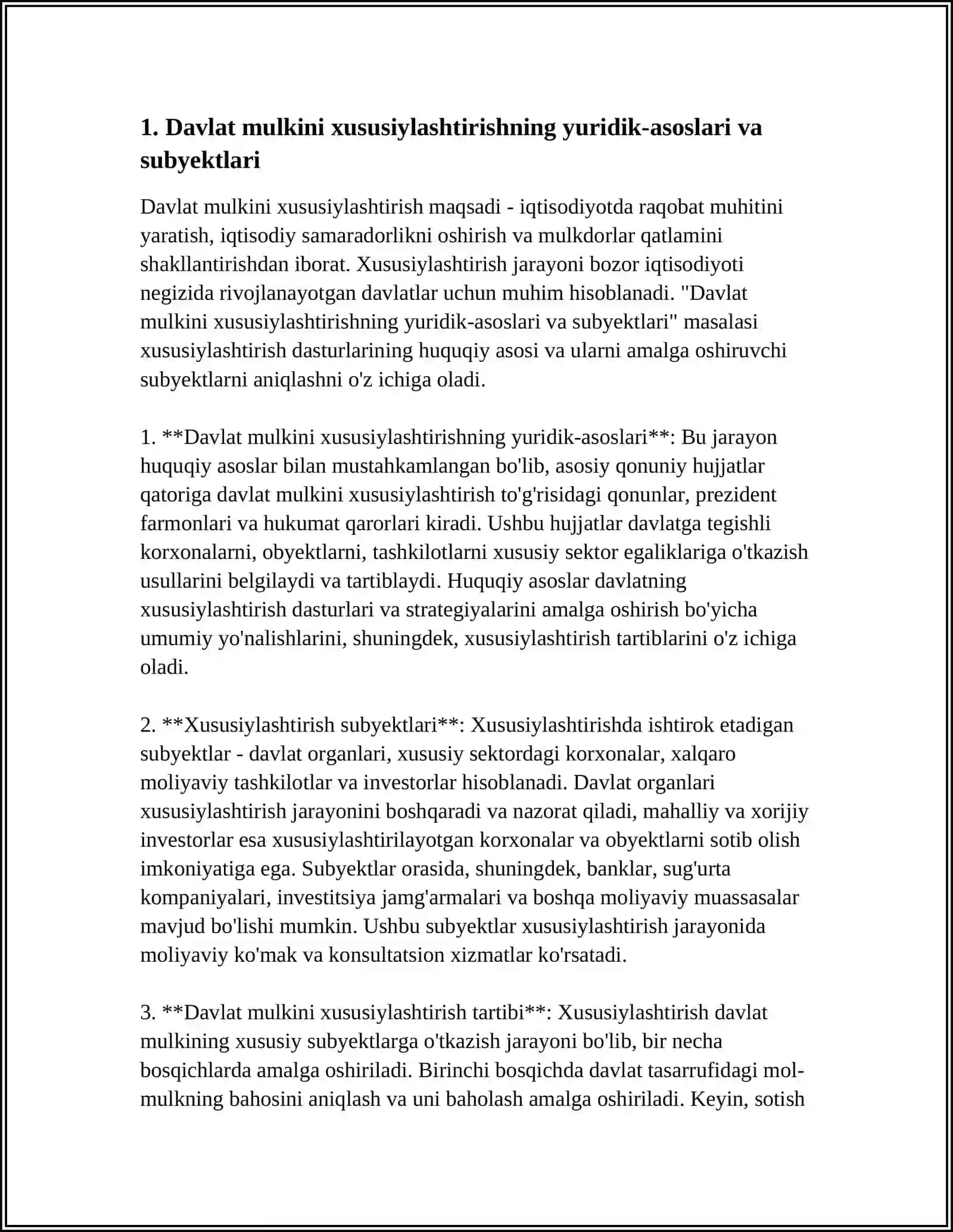 Davlat mulkini xususiylashtirishning yuridik-asoslari va subyektlari 3