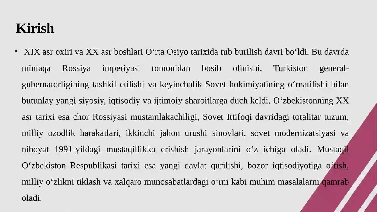 O‘rta Osiyoning XIX asr oxiri – XX asr boshlari tarixiga oid rus va evropa tillaridagi manbalar. O‘zbekistonning XX asr tarixiga oid yozma manbalar. Mustaqil O‘zbekiston Respublikasi tarixiga oid yozma manbalar 3