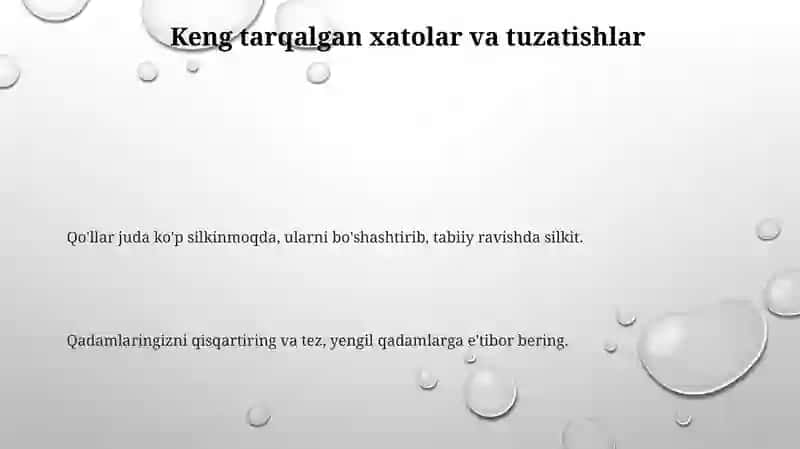 Qisqa masofaga yurish texnikasini o‘rgatish 3