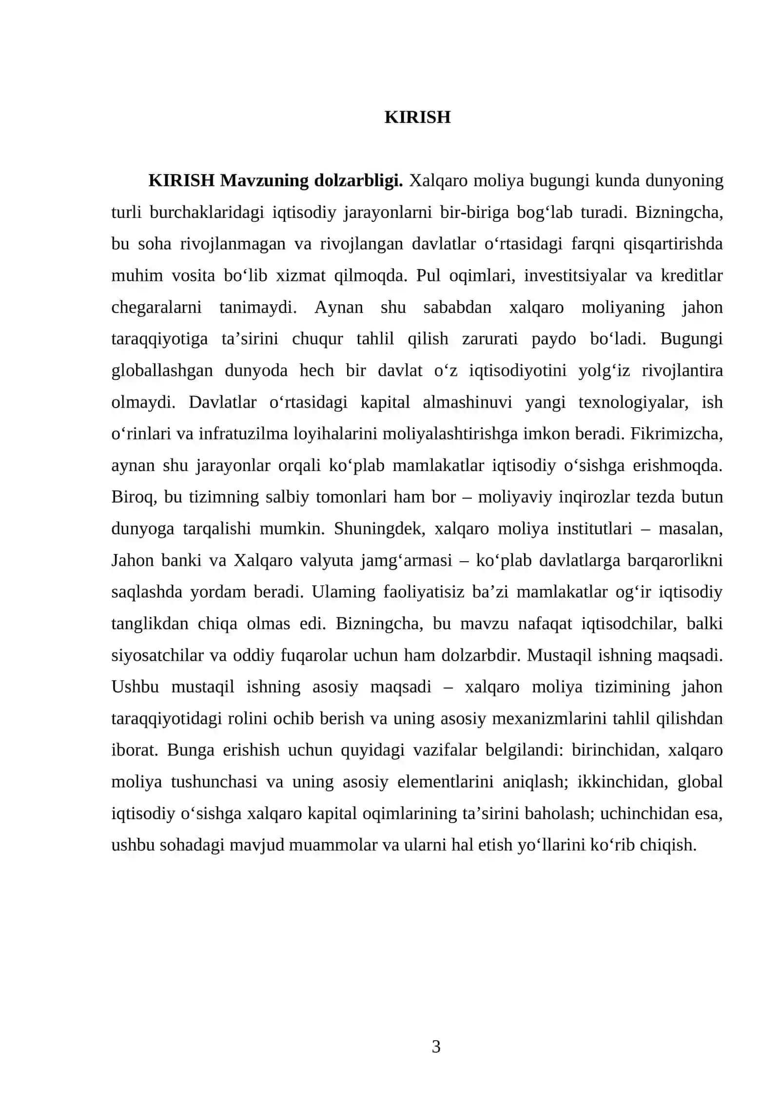 Xalqaro moliya va uning jahon taraqqiyotida tutgan o`rni 3