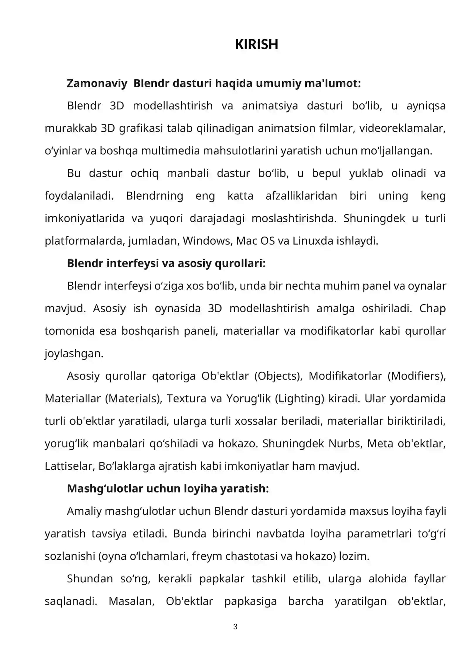 Blendr dasturini visuallashtirish va maxsus effektlar o'rnating 3