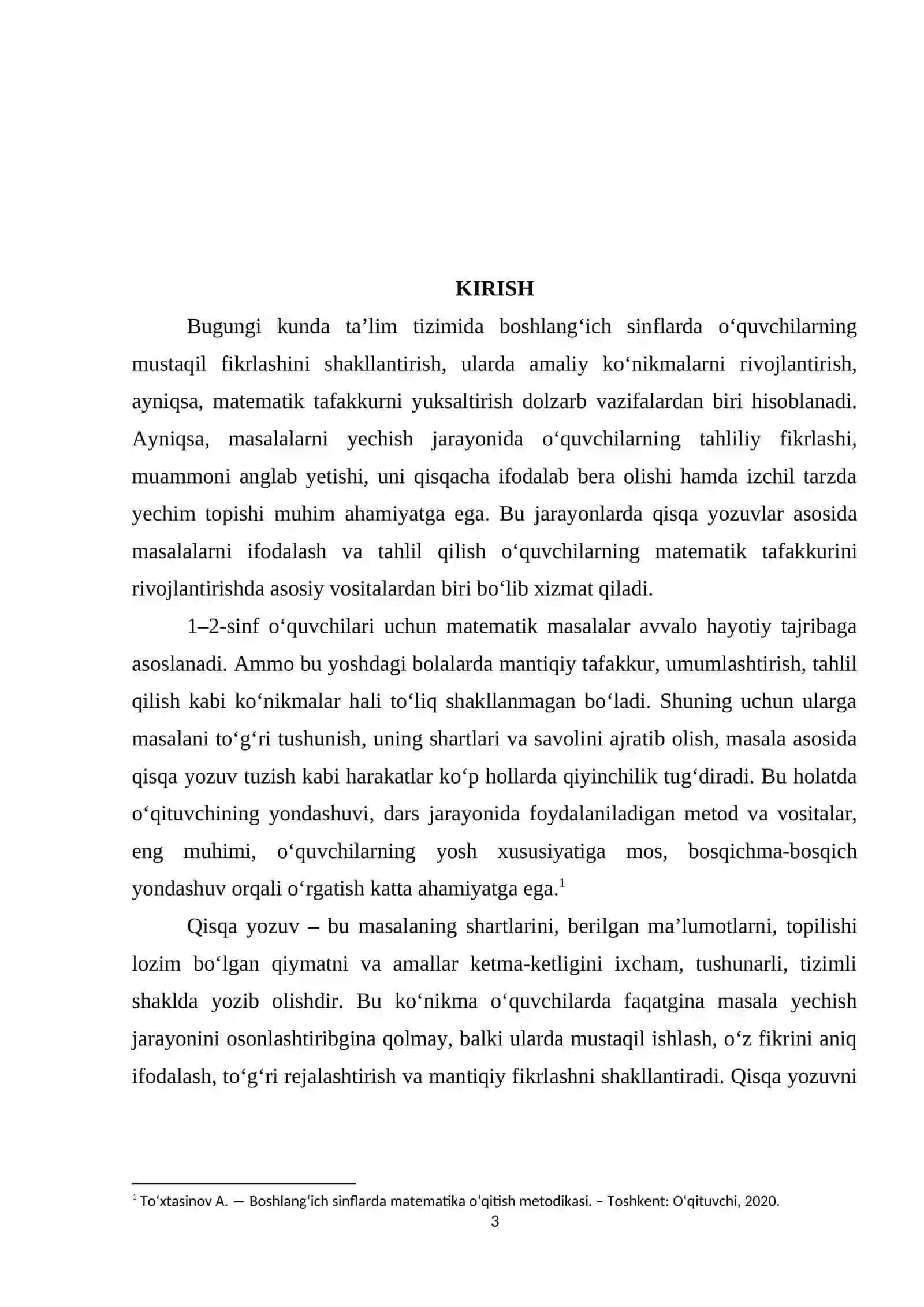 Boshlang'ich 1-2-sinflarda matematikadan masalalar yechishda qisqa yozuv ko'nikmasini shakllantirish metodikasi 3