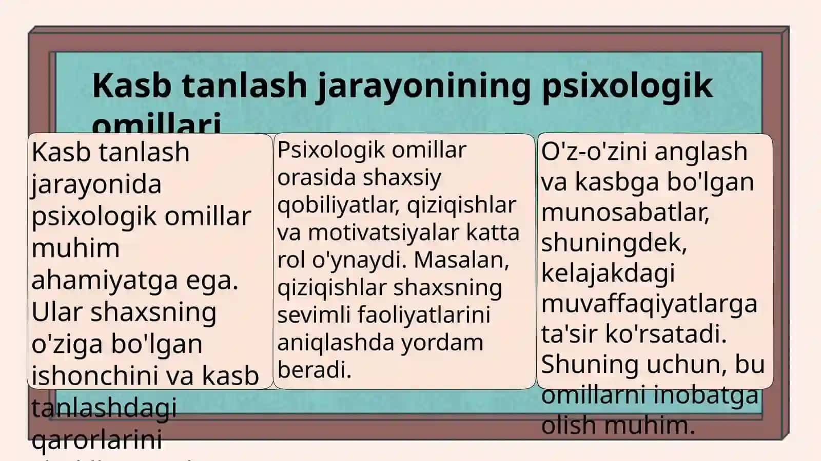Kasb tanlashga yollashning umumiy masalalari va uning psixologik mohiyati 3