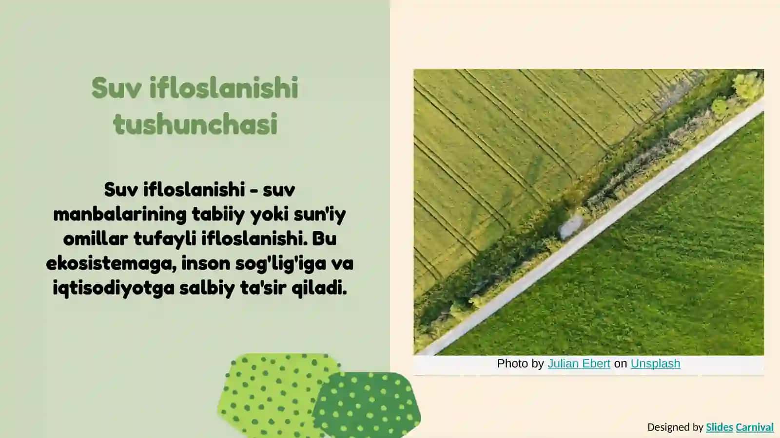 Suvni ifloslanishi tabi va suni sabablar bilan bòladi 3