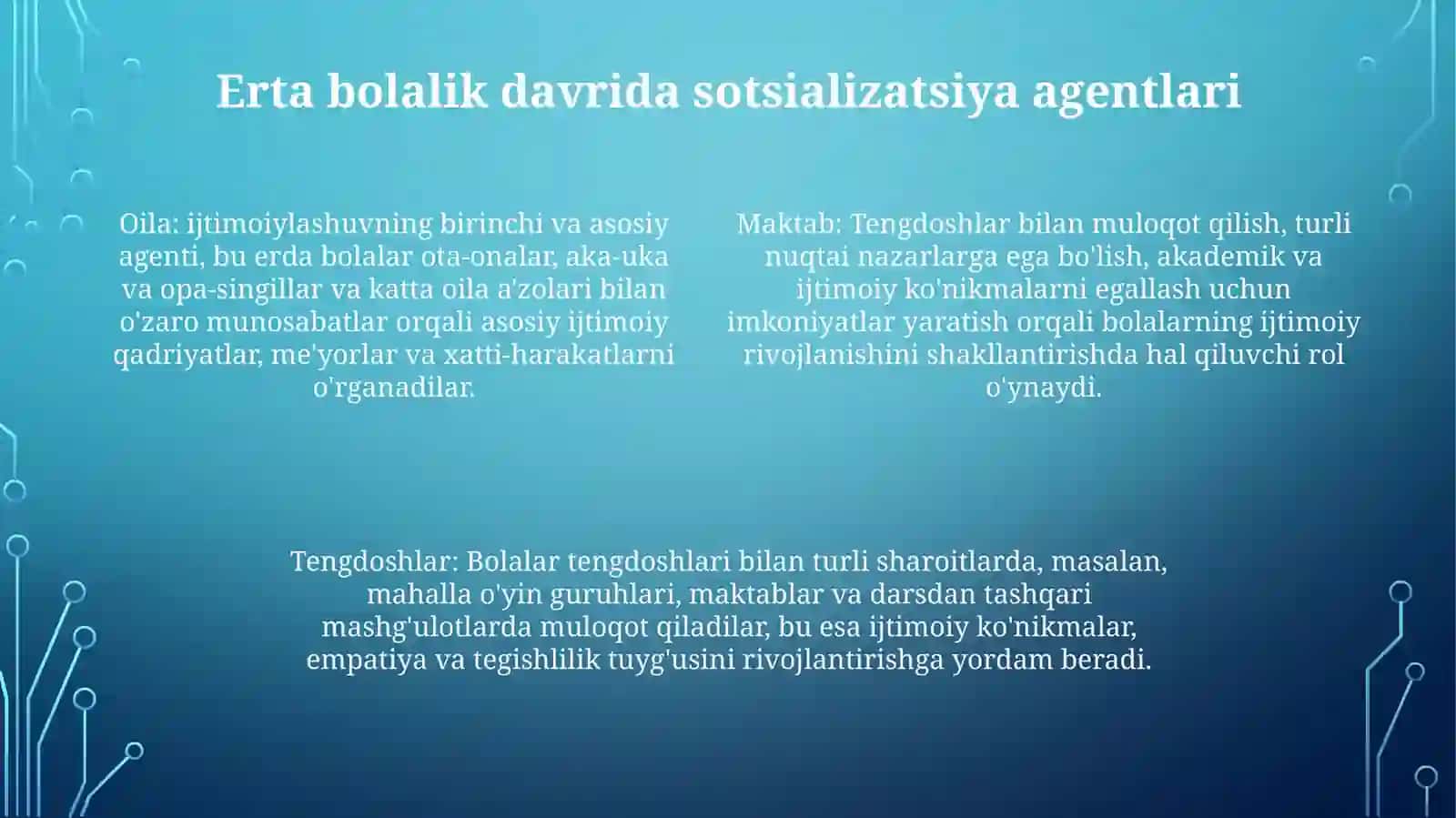 Yosh Davrida Shaxs Ijtimoiylashuvning O'Ziga Xosligi. Ijtimoiy Ustanovlarning Shakillanishi VaO'Zgarishi 3