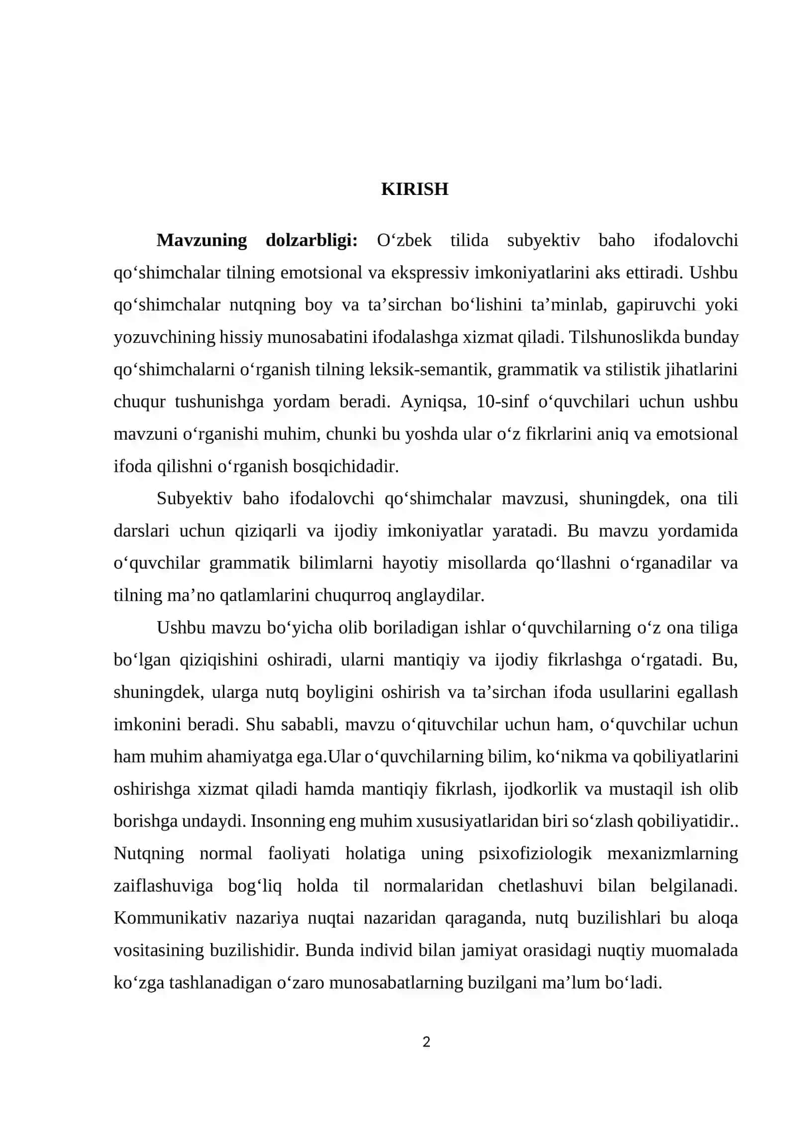 O‘QUVCHILARNING SUBYEKTIV BAHO IFODALOVCHI QO‘SHIMCHALAR USLUBIYATI USTIDA ISHLASH MALAKALARINI RIVOJLANTIRISH (10-SINF MISOLIDA) 3