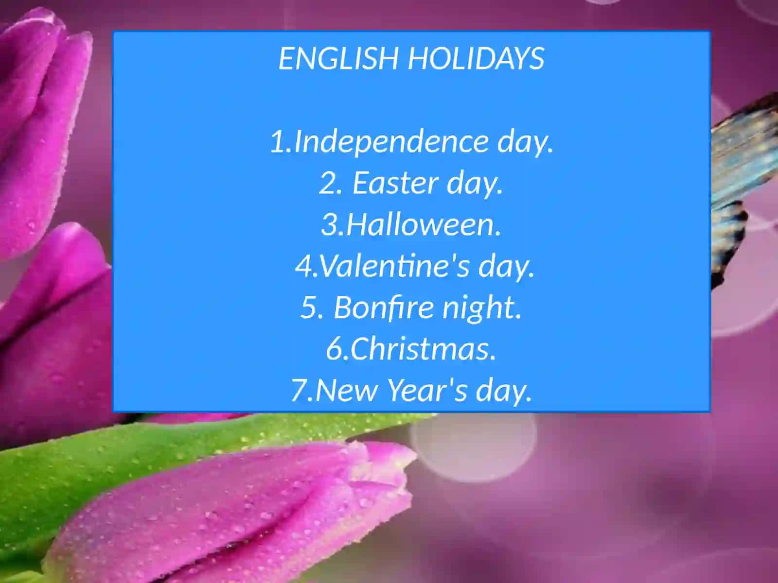 ENGLISH HOLIDAYS 3