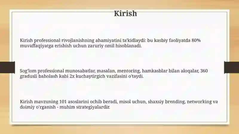 Kirish mavzuning 101 asoslarini ochib beradi 3
