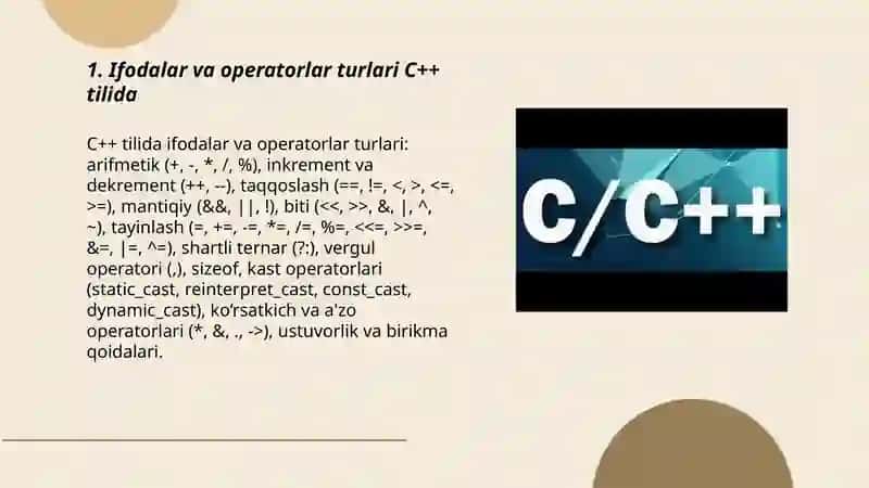 C++ Tilida standart funktsya va ifodalar 3