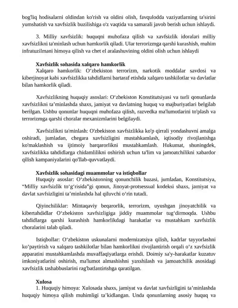 O'Zbekistonda Shaxs, Jamoat Va Davlatning Xavfsizligini Ta'Minlashning Huquqiy Asoslari 3