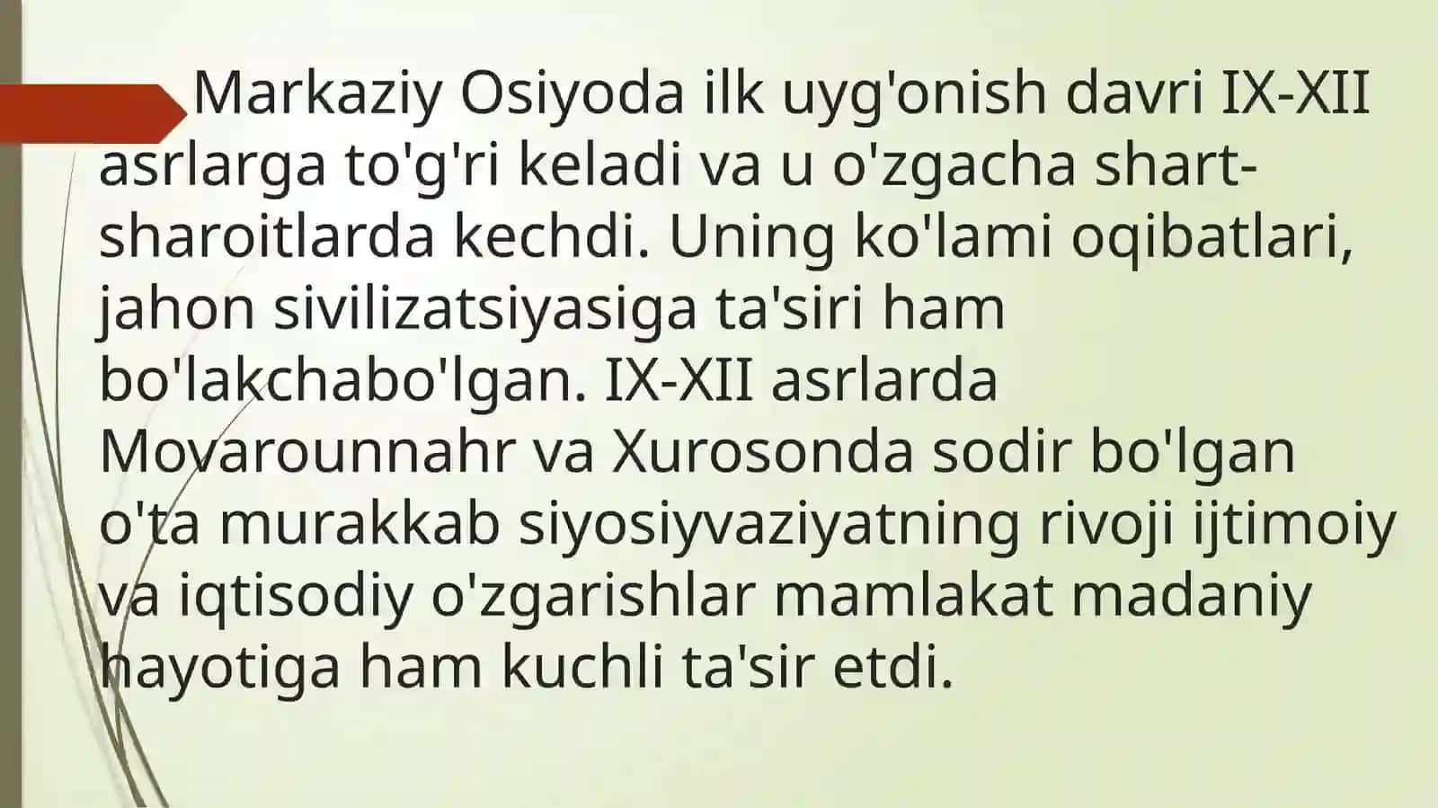 IX-XII ASRLARDA MOVAROUNNAHR VA XUROSONDA MADANIY HAYOT 3