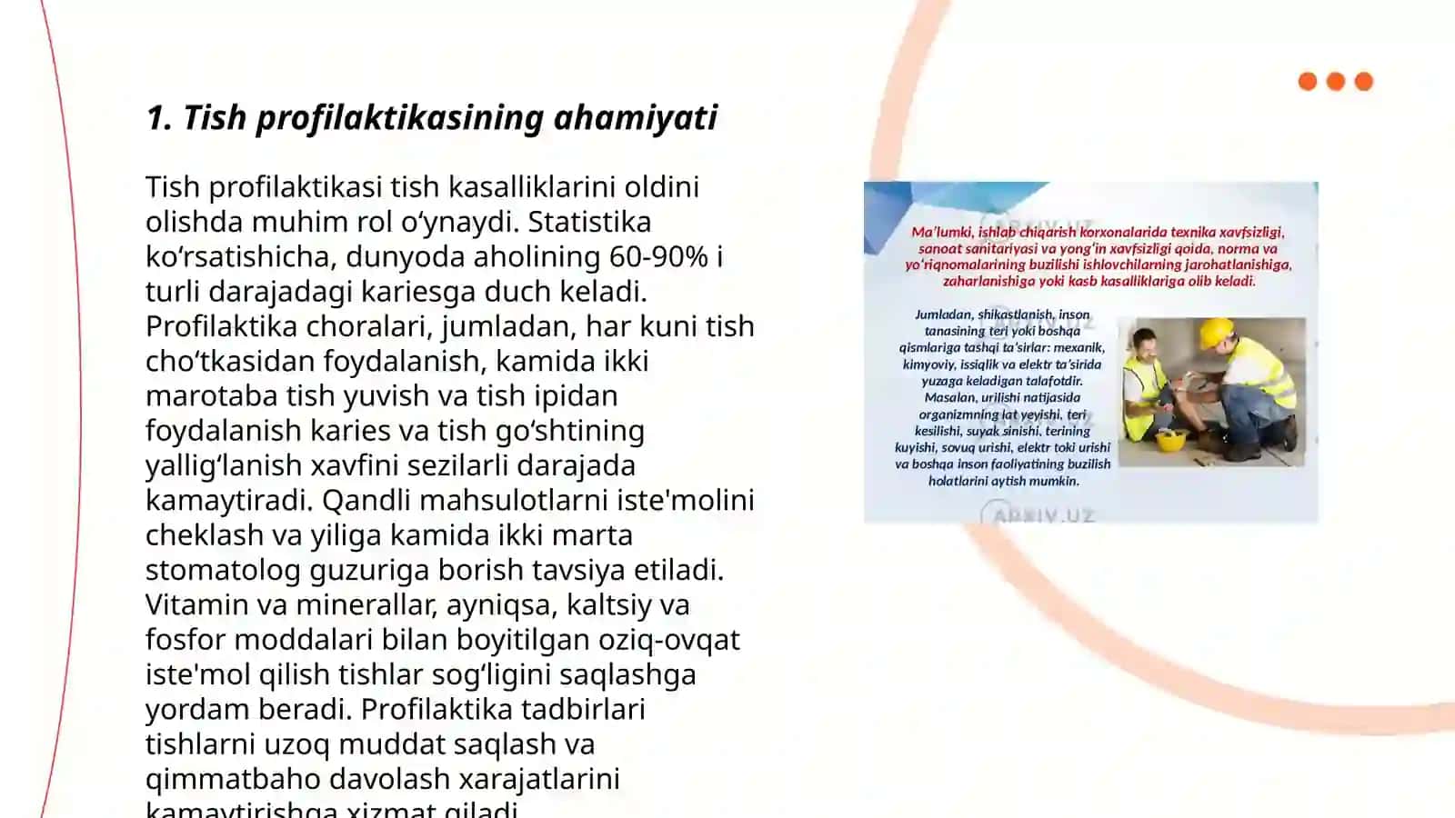 Tish profilaktikasi tibbiy-profilaktika muassasalarida sanitariya-gigiyena rejimi 3
