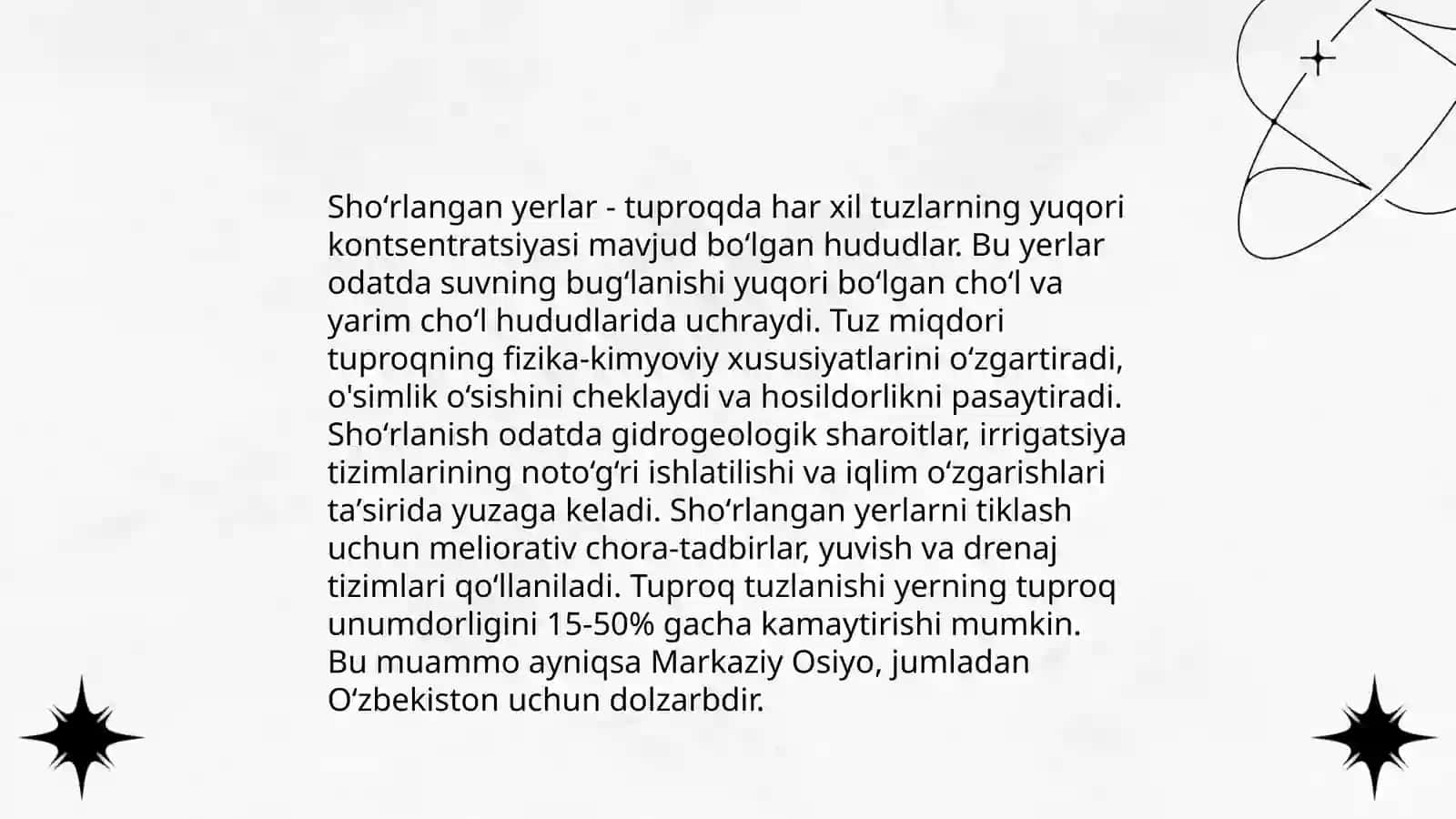 Shoʻrlangan yerlarda dastlabki o'zlashtirish ekinlarini yetishtirish texnologiyalari 3