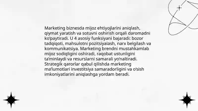 Biznesda marketingning tutgan o'rni 3